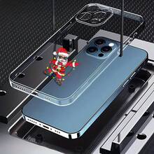 Cubierta de teléfono transparente para combinaciones de moda,Cubierta de teléfono transparente con diseño de Santa Claus divertido con luces navideñas para iPhone 14 Pro Max color claro ideal para temporada de fiestas y regalos navideños Aplicable a teléfonos Apple y Galaxy. Adecuado para teléfonos Apple y Galaxy. - transparente - Ver 4