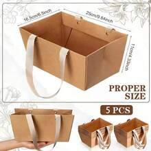 [Bulk Kraft Basket] Christmas Empty Kraft Gift Basket With Handle , 9.8 X 6.5 X 4.3 "- Gift Wrapping, Wedding, Party, Christmas, Valentine's Day - Multicolor - View 7