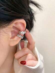 锆石水钻麦穗耳夹，时尚耳环，适合无耳洞女性佩戴，简约设计