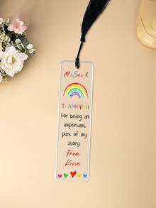 Marcador de página personalizado em acrílico, presente de agradecimento para professores, marcador de página em arco-íris, presente de agradecimento, presente de volta às aulas, presente para alunos e professores. Tamanho 12 x 3 cm.