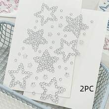 3件/套 ins风高品质3D水晶翅膀、圆形、五角星银色水钻贴纸，适用于装饰日记本、手账、化妆品，批发 - 銀色 - 查看 14