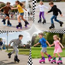Nattork Adjustable Roller Skates For Kids Boys Girls- Teen Youth Age6-12 Cool Racing Car Indoor Outdoor Gift Idea For Birthdays Christmas Sliver - Silver - View 6