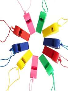 1 pieza Silbato de juguete deportivo, accesorio de animación, silbato de árbitro, silbato de aficionado de plástico (color aleatorio) - Multicolor - Ver 9