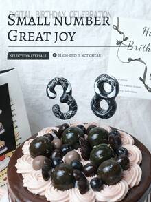 Dark Texture Number 0-9 Birthday/Anniversary/Theme Party Candles, High-Quality Wax, Clean Burning, Cake Decoration Candles, Suitable For Dark/Personalized Party Scenes, Birthday Cake Decor, Special Occasion Ceremony