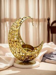 Elegant Crescent Candlestick - Metal Ramadan Lantern, Eid Al-Fitr Decorative Tabletop Ironwork, No Electricity Required, Perfect For Festival Decoration And Gift, Home Decoration, Decorative Item Storage - Multicolor - View 5