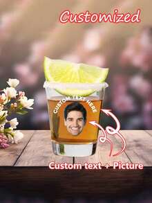 Customized Wedding Glasses, Photo Glasses, Customized Birthday Glasses, Customized Glassware, Customized 45ml Glasses, Customized Glassware, Personalized Glasses, Customized Gifts, Personalized Glassware, Personalized Glasses, Unique Wedding Favors, Personalized Face Party Favors, Face Printed Glasses - Transparent - View 8
