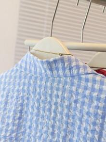 YUXIN 女士宽松格子衬衫，翻领纽扣设计，单侧口袋，多种颜色可选，适合通勤和休闲穿着，四季皆宜