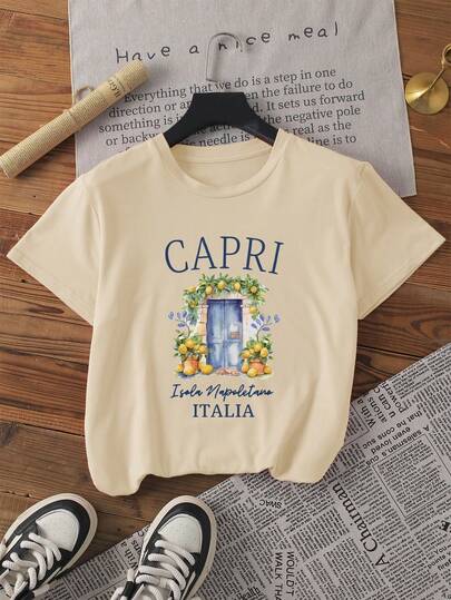 Moda de rua italiana Esportes Casual Camiseta feminina de verão