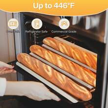1pc French Baguette Bread Mold, 2/3 Slot Toast Loaf Pan, Non-Stick French Bread Baking Tray, Rounded Corners, Oven , Ideal For Homemade Baguettes, Gold