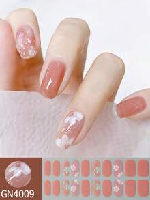 20/40指渐变粉指甲油贴纸，全覆盖美甲贴纸，闪亮全覆盖美甲贴纸 - 女士自粘美甲贴纸 - 易于使用且持久的美甲贴片，DIY美甲装饰，适合节日装饰（注意：本产品不可在紫外线下固化。） - 彩色 - 查看 5