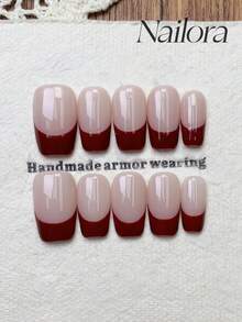 10 móng tay giả vuông thủ công, móng ngắn vừa, móng hồng tối giản, móng đỏ kiểu Pháp, móng đơn giản thanh lịch sang trọng mùa xuân, móng giả thẩm mỹ tối giản mùa hè, móng giả đa năng tự làm nghệ thuật móng tay giả phù hợp cho tiệc tùng, hàng ngày và hẹn hò, thích hợp sử dụng trong môi trường công sở, có thể tái sử dụng, làm quà tặng cho phụ nữ và bé gái, dụng cụ làm móng thủ công. - Đỏ - Xem 9