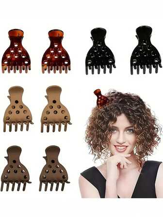 4/8件装，蓬松发夹，适用于女性卷曲浓密头发的发根夹，打造蓬松卷发的发根工具，卷发增强夹，简约设计，时尚造型工具，顺滑抓握夹，高品质夹子，专业造型师美发配件，美发造型套装，美发工具套装