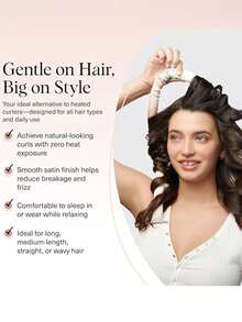 3pcs No-Heat Curling Set - 34" Hair Curlers & 2 Satin Hair Scrunchies - Comfortable Overnight Curling, No Frizz, No Heat Damage Styling - Sunset Tie Dye