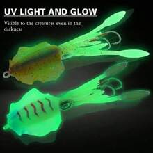 Squid Fishing Lures Large Simulation Luminous Artificial Lures Baits With 3D Holographic Eyes & Treble Hook, Built In Lead Blocks, Lifelike Plastic Fishing Soft Lures For Saltwater Fishing,29461046 - 紅白色 - 查看 5