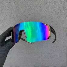 New Men's And Women's Outdoor Cycling Sports Sunglasses, UV Dustproof Bicycle Sunglasses - 黑色和綠色 - 查看 2