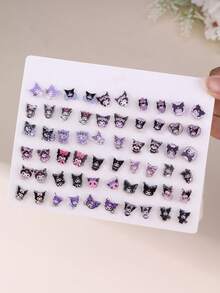 60pcs Sanrio Kumakuma Cat Earring Set, Fashion Casual Cute Earrings For Girls - Multicolor - View 7