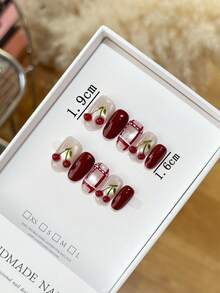 Y2K 红色樱桃 3D 设计新年美甲美甲用品 - 紅色 - 查看 3