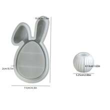 2件套DIY粘土模具：复活节兔子头造型托盘/碟子、条纹圆形烛台、垂耳兔子托盘、条纹小收纳盒、椭圆形兔子托盘、球形竖条纹花盆/烛杯，适用于工艺品制作和手工制作 - 白色 - 查看 8
