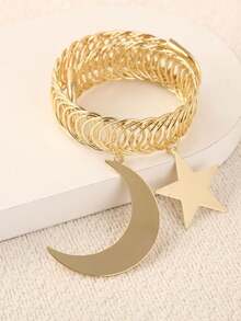 1pc Minimalist Window Curtain Clip, Star & Moon Spring Ring Curtain Tie Back, No Drilling Required - Multicolor - View 1
