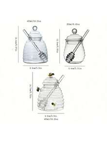 1pc Elegant Bee Themed Honey Pot With Integrated Spoon - High Borosilicate Glass Container, Airtight Lid - Heat & Impact Resistant, Suitable For Kitchen, Pantry, Dining Table - Bee Decor - Bee Themed Decor - Bee Themed Kitchen Decor, Pantry Organization, Floral Pattern, Premium Kitchenware, Syrup Dispenser, Ideal Gift For Cooking Enthusiasts