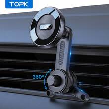 TOPK Magnetic Car Phone Mount , Powerful Magnetism Premium Quality Support Single-Hand Operation Metal Hook Magnetic Car Phone Holder Compatible With IPhone 17 16 15 14 13 12 Pro Max Plus - Black - View 15