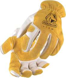 Revco Black Stallion 97SW - Guantes de piel para hombre y mujer, con palma reforzada, correa elástica, - Amarillo/blanco - Ver 1