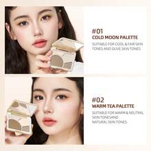 J.M.C.Y Bảng phấn tạo khối 4 màu - lì, nhũ, bắt sáng - Bảng phấn tạo khối đa năng cho khuôn mặt - #01 Bảng màu Cold Moon - Xem 5