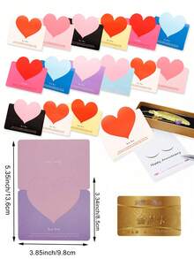 10/30/50/100张可折叠心形贺卡，适用于情人节、周年纪念日、母亲节、鲜花、生日、感谢、婚礼等场合 - 彩色 - 查看 6