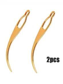2 piezas de ganchos de tejer a ganchillo con forma de media luna, para trenzar rastas - Dorado - Ver 6