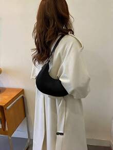 Stylish And Luxurious PU Leather Shoulder Bag/Handbag, French-Style Niche Crescent Bag, Suitable For Shopping Or Commuting. - Multicolor - View 3