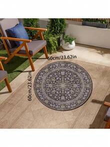1 pieza Alfombra redonda de estilo - Diseño bohemio, azul marino, floral negro redondo con estampado floral, excelente para una decoración acogedora del hogar, dormitorio, sala de estar, cubierta decorativa de piso para sala de estar, dormitorio, pasillo y entrada, alfombra para interiores/exteriores - Multicolor - Ver 12