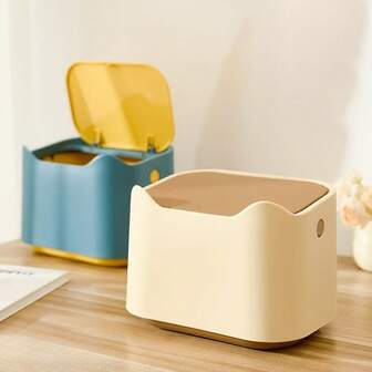 1pc Pet Waste Trash Can, Litter Box Companion Trash Can With Pedal, Enclosed Design Prevents Odor, Suitable For Indoor Cats And Pet Owners, Durable Plastic