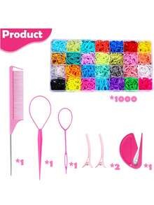 1006PCS Random Color Elastic Hair Bands,Mini Hair Rubber Bands For Hair,With Hair Clips Hair Tail Tools, Hair Accessories Set For Girl, Baby, Kids,Toddle