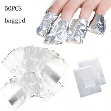 50/100 /400/1000 Pcs Nail Polish Remover Foil Nail Wraps, Nail Foils Soak Off, Gel Finger Polish Remover Foil Wraps With Pre-Attached Lint Free Larger Polyest Resin Pad For Nails Removal Nail Tech Supplies FOR Women Christmas Gifts Stocking Stuffers - Silver - View 12