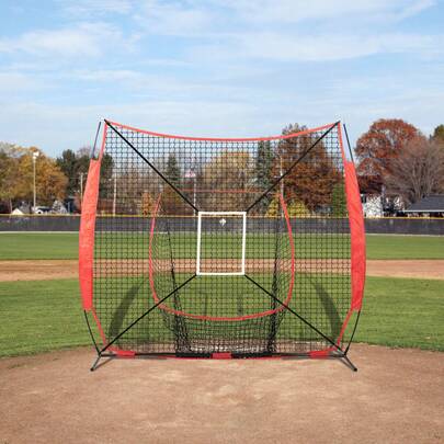 7x7 Ft Baseball Softball Practice Net, Portable Baseball Training Net For Hitting Batting Catching Pitching, Backstop Baseball Equipment Training Aids With Strike Zone (Net Only)