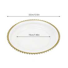 Clear Charger Plates, 25 Pack 12.6 Inch Round Shape Table Charger Plates Set Reusable Dinner Serving Tray Modern Table Setting Decoration For Holiday Wedding Party - Clear and Gold - 查看 2