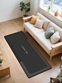 One Silica Gel Kitchen Mat With Grey & Black Patterned Frame Design, Anti-Fatigue, Non-Slip, Absorbent, Quick-Drying Floor Mat Suitable For Kitchen, Bathroom, Laundry Room, Front Doorway, Etc. ,Room Decor - Dark Grey - View 8