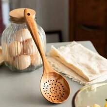 ملعقة خشبية كبيرة، ملعقة شوربة خشبية على الطراز الياباني من الخشب الوردي، ملعقة تقديم خشبية للاستخدام المنزلي - بني - مشاهدة 3