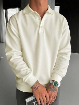 New Men's Plain Color Simple And Versatile Half-Zip Hoodie Fashionable Autumn And Winter Lapel Casual Hoodie