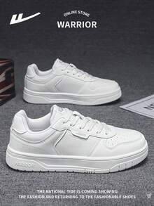 WARRIOR 1双男士前系带休闲运动鞋，时尚百搭舒适轻便厚底防滑户外运动鞋 - 白色 - 查看 2