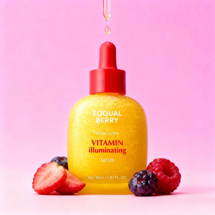 1pcs EQQUALBERRY Vitamin Illuminating Serum Skincare Products – Brightening Vitamin C Serum With Niacinamide | Strengthens Skin Barrier | Hydrates Using Ceramide And Hyaluronic Acid, Facial Care Products,1.01oz / 30ml,Korean Skincare Products,Halloween Gift. - 黃色 - 查看 1