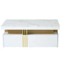 White Wall-Mounted TV Unit Set, Living Room Wall-Mounted TV Unit Set, Coffee Table + TV Stand, Multifunctional Storage Set - 白色 - 查看 10