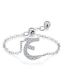 1 pièce Bague réglable minimaliste en lettre arabe en argent sterling 925, cadeau élégant pour les femmes pour le mariage, l'anniversaire, la fête des mères - Argent - Voir 10