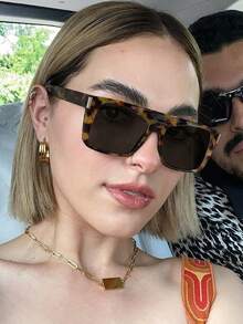 1 PC Women's Large Square Fashion Glasses Oversize TR90 Frame Tinted Lens Fake Glasses For Outdoor Activities And Daily Clothing Decor - Multicolor - View 9