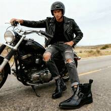 Men's Retro Pointed Toe Chelsea Boots, Men's British Style Formal Boots Single Boot - Black - View 3