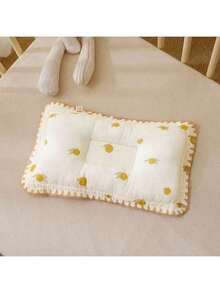 1个新生儿婴儿枕，小熊图案，长方形透气防扁头枕，男女宝宝通用，四季皆宜