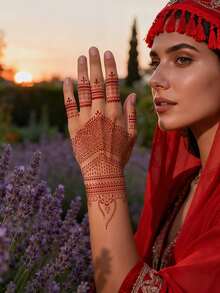 2 hojas de plantillas reutilizables de tatuajes temporales de flores, pegatinas de tatuajes corporales, plantillas de tatuajes de purpurina para arte corporal, diseños de mehndi - Negro - Ver 3