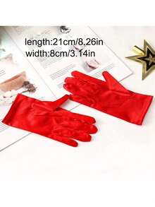 زوج قفازات قصيرة للسيدات باللون الأحمر، مناسب لحفلات المساء والمناسبات الرسمية