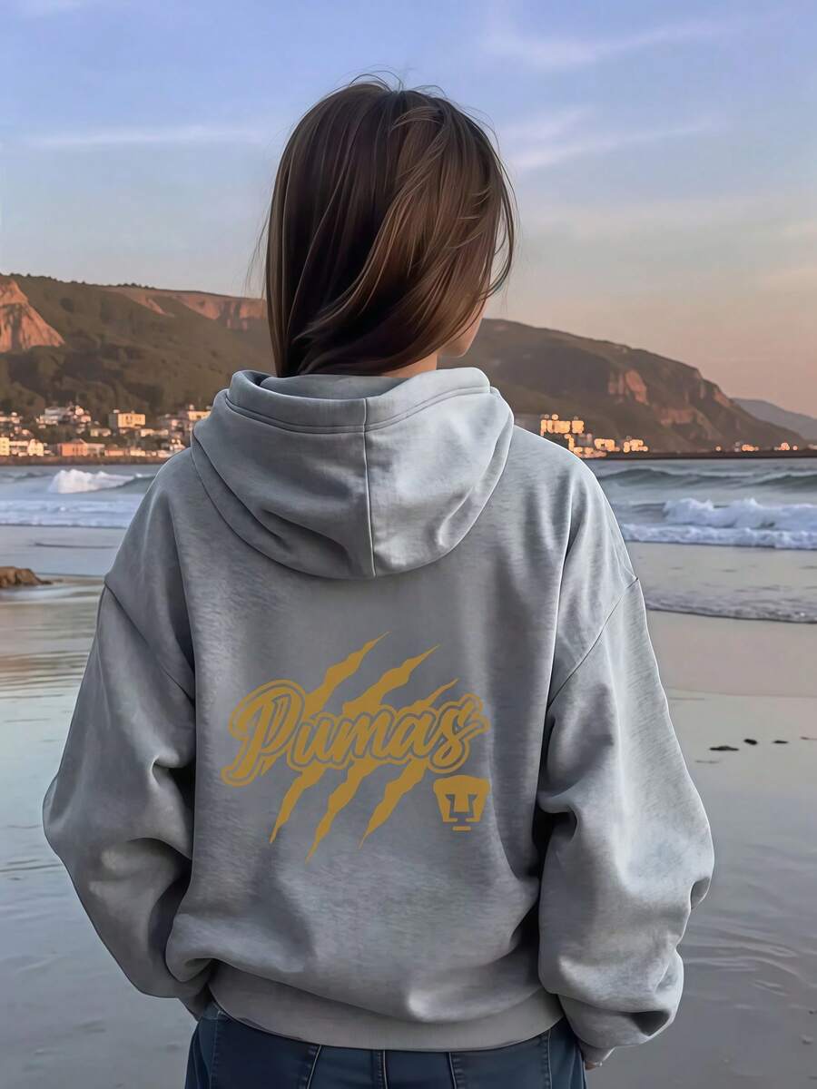 Sudadera Pumas UNAM Estilo Retro Diseño de Garra Exclusiva Playa Urban Outfit para Jóvenes en México - Gris - Ver 1