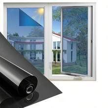 One Way Window Privacy Film, Window Tint For Home, Sun Blocking UV Heat Blocker, See Out Not In Reflective Mirror Film, Removable Static Cling Glass Door Cover - Black - View 1